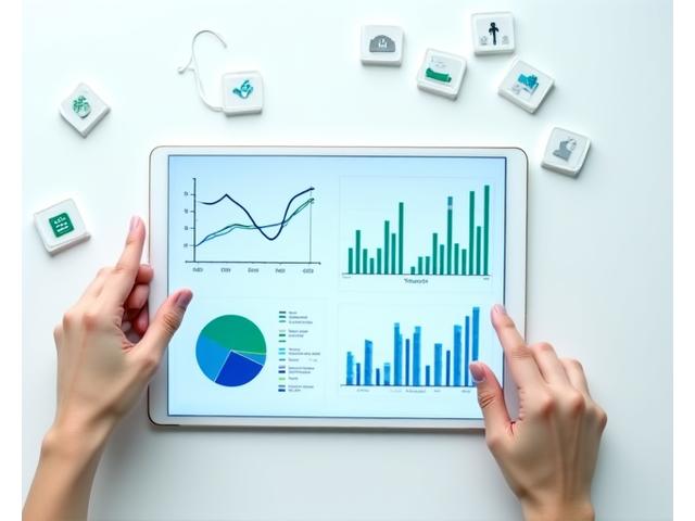 Gráficos y datos en una tablet, representando el análisis de datos.