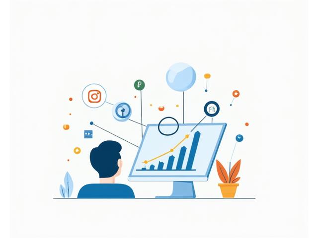 Persona trabajando en una estrategia de marketing digital con gráficos en pantalla.