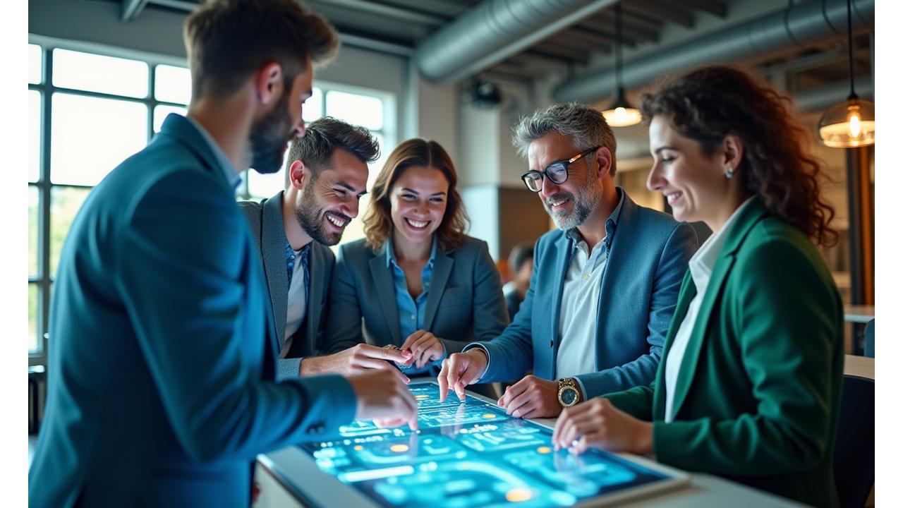 Profesionales colaborando y aprendiendo en un entorno moderno que simboliza formación y certificaciones de alto nivel.