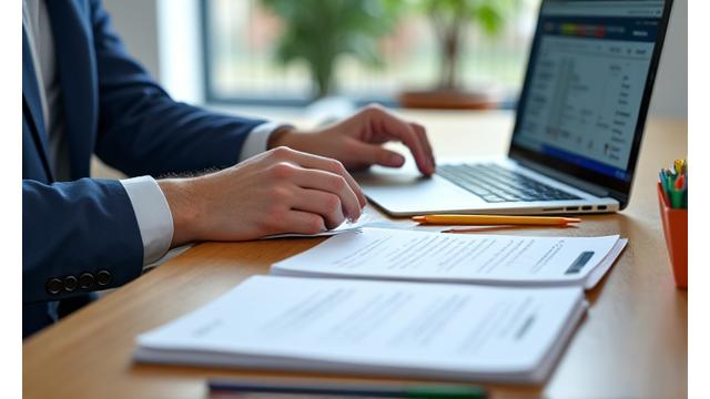 Persona trabajando con un portátil y un bloc de notas, simbolizando el desarrollo de habilidades profesionales.