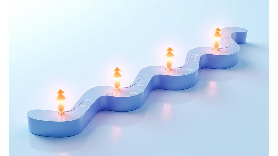 Ilustración abstracta representando una línea de tiempo con hitos del aprendizaje.