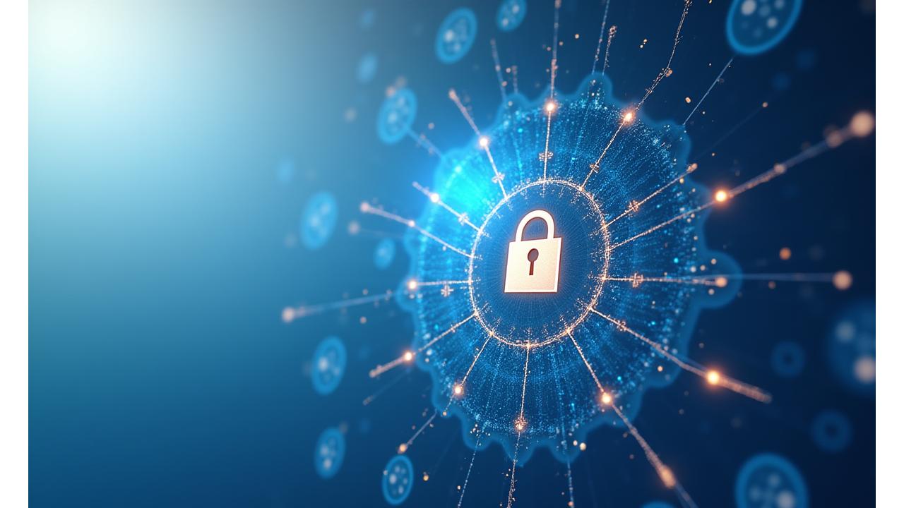 Ilustración de un contrato digital seguro con un icono de candado y elementos educativos, transmitiendo seguridad legal en el entorno online.