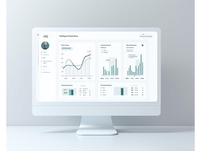 Tablero de control digital mostrando gráficos de progreso académico, estadísticas de rendimiento y un área de comunicación para padres y tutores. Diseño limpio y profesional.